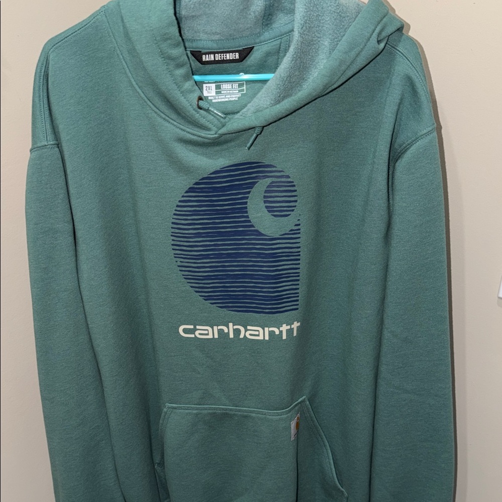 Carhartt Teal Hoodie with Navy Logo